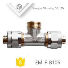 EM-F-B106 High pressure nickel plated brass tee compression pipe